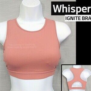 Whisper Active Pink Rose Ignite Racerback High Neck Sports Bra Womens Small EUC